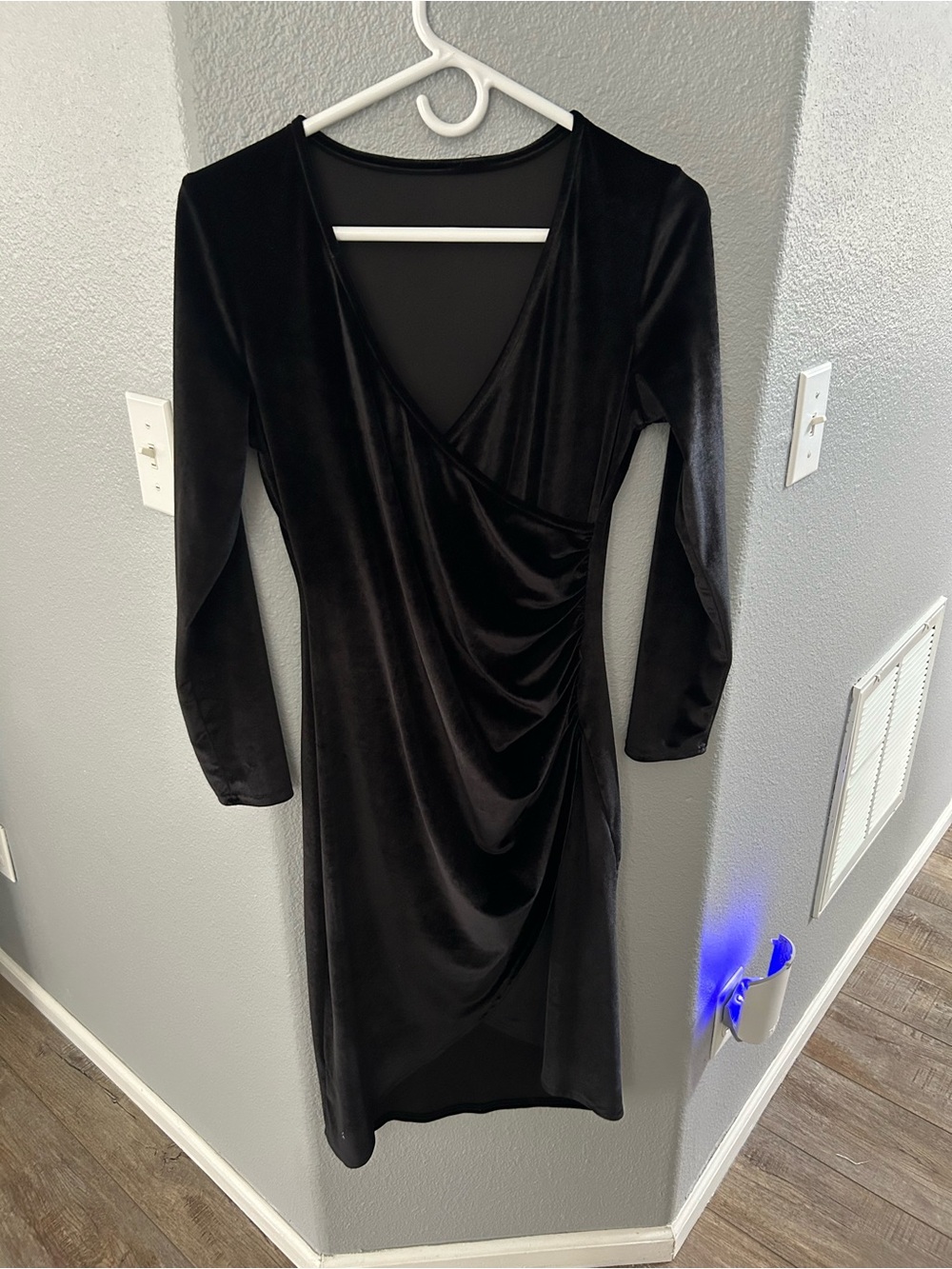 Black Velvet Wrap-Style Dress - Women